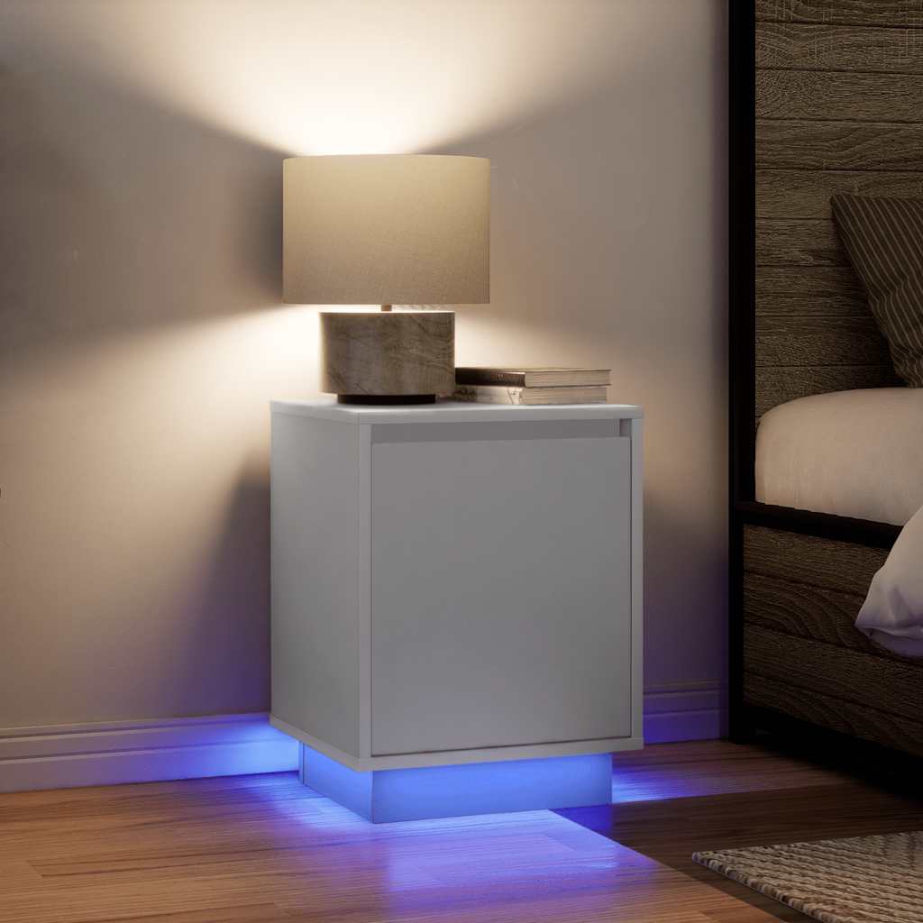 vidaXL Noptiera cu lumini LED alb 38x34x50 cm vidaXL Noptiera cu lumini LED alb 38x34x50 cm