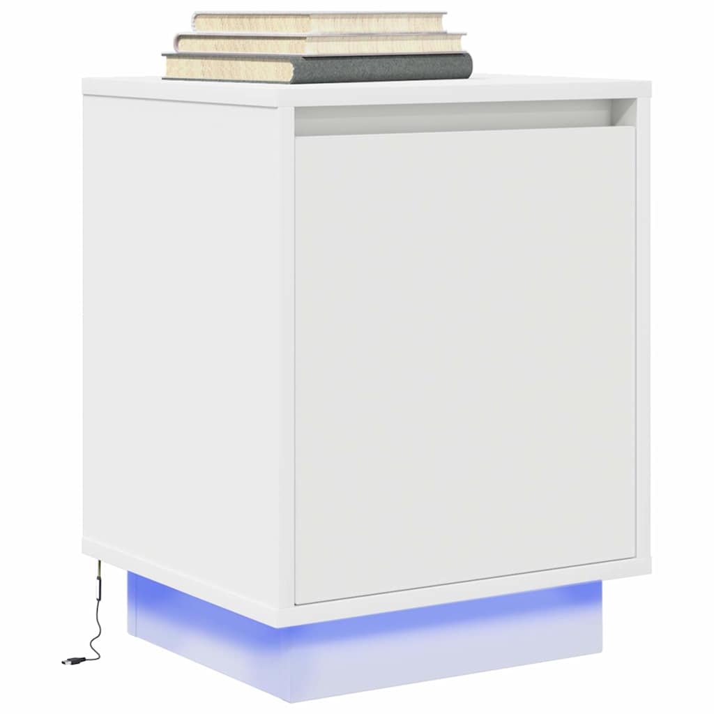 vidaXL Noptiera cu lumini LED alb 38x34x50 cm vidaXL Noptiera cu lumini LED alb 38x34x50 cm