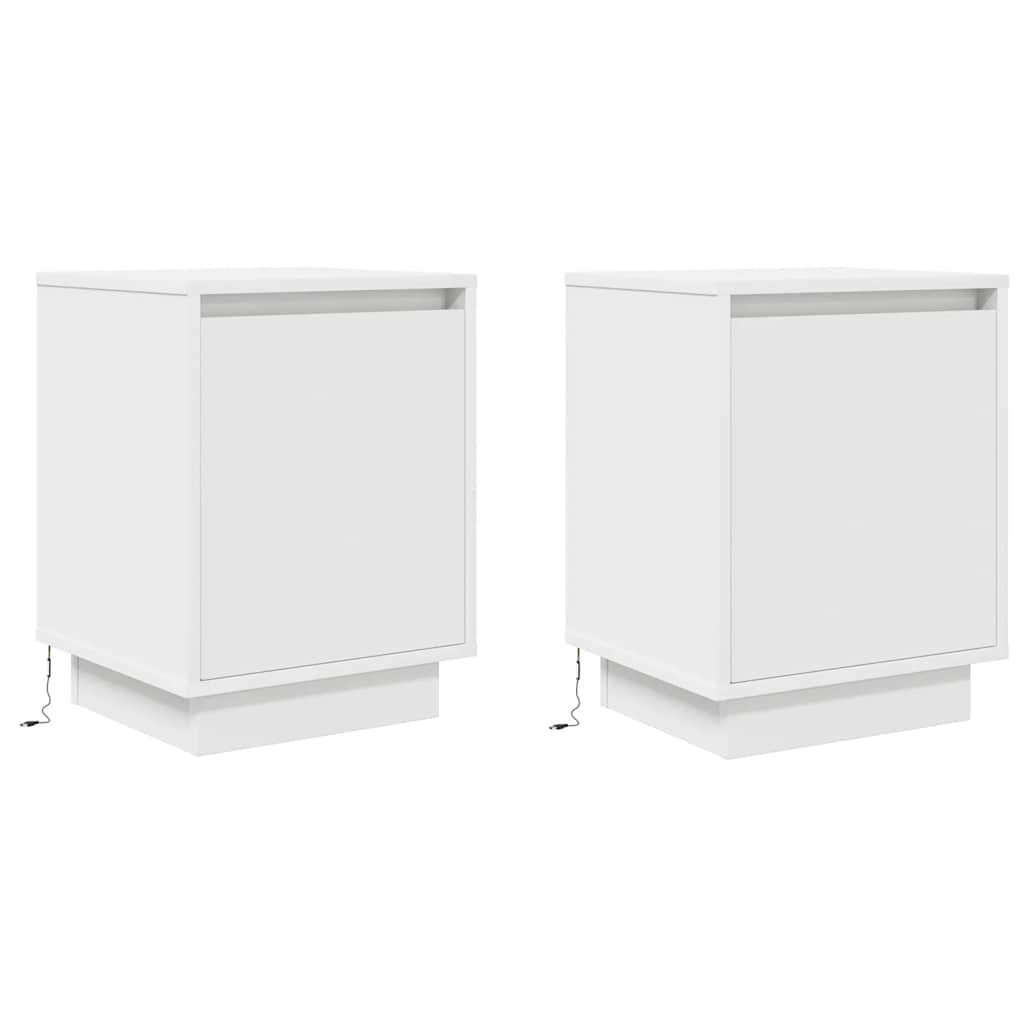 vidaXL Noptiere cu lumini LED 2 buc Alb 38x34x50 cm vidaXL Noptiere cu lumini LED 2 buc Alb 38x34x50 cm