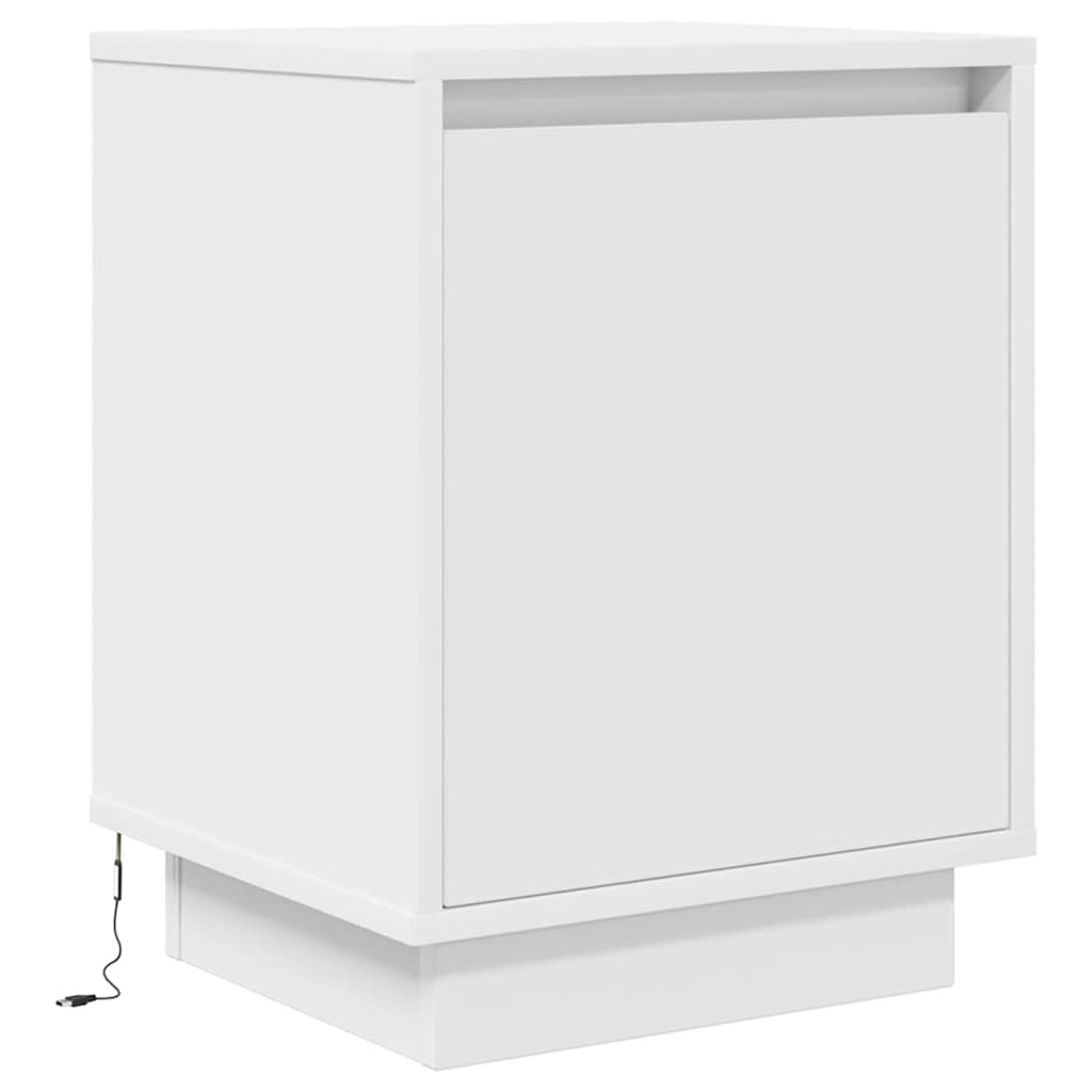 vidaXL Noptiere cu lumini LED 2 buc Alb 38x34x50 cm vidaXL Noptiere cu lumini LED 2 buc Alb 38x34x50 cm