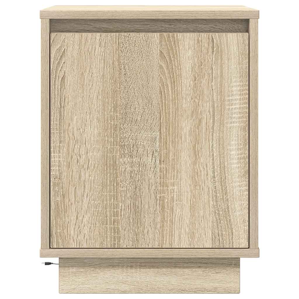 vidaXL Noptiera cu lumini LED Stejar Sonoma 38x34x50 cm vidaXL Noptiera cu lumini LED Stejar Sonoma 38x34x50 cm
