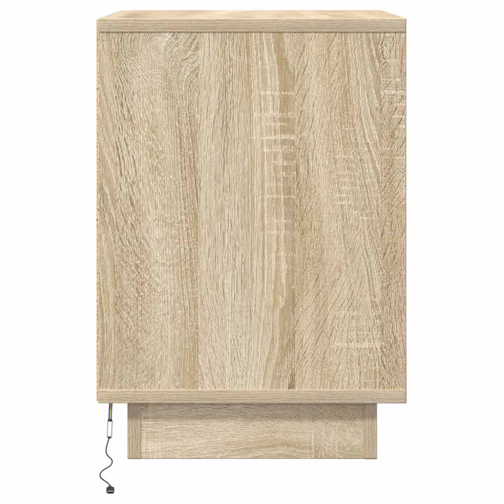 vidaXL Noptiera cu lumini LED Stejar Sonoma 38x34x50 cm vidaXL Noptiera cu lumini LED Stejar Sonoma 38x34x50 cm