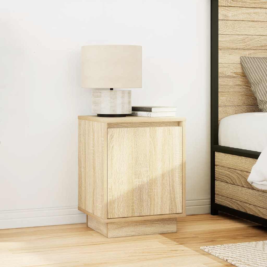 vidaXL Noptiere cu lumini LED 2 buc Stejar Sonoma 38x34x50 cm