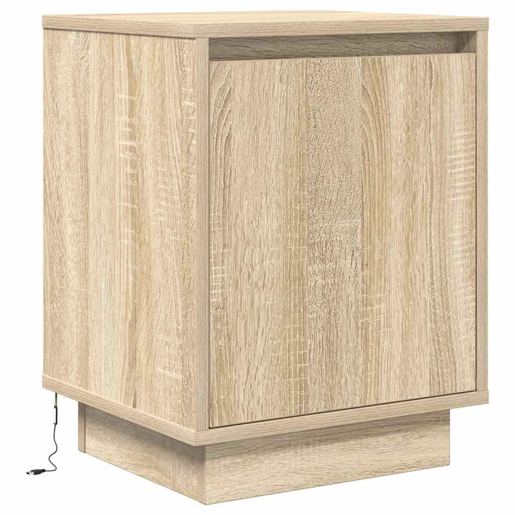 vidaXL Noptiere cu lumini LED 2 buc Stejar Sonoma 38x34x50 cm