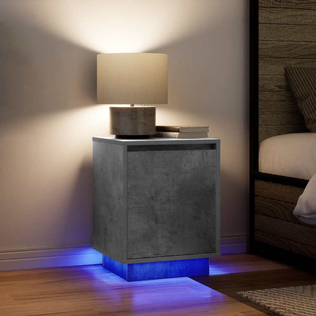 vidaXL Noptiera cu lumini LED Gri beton 38x34x50 cm vidaXL Noptiera cu lumini LED Gri beton 38x34x50 cm