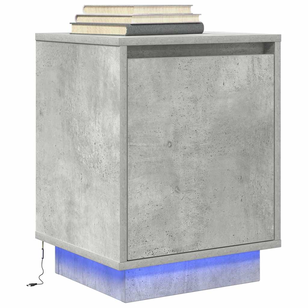 vidaXL Noptiera cu lumini LED Gri beton 38x34x50 cm vidaXL Noptiera cu lumini LED Gri beton 38x34x50 cm
