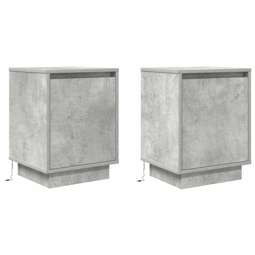 vidaXL Noptiere cu lumini LED 2 buc Beton Gri 38x34x50 cm vidaXL Noptiere cu lumini LED 2 buc Beton Gri 38x34x50 cm