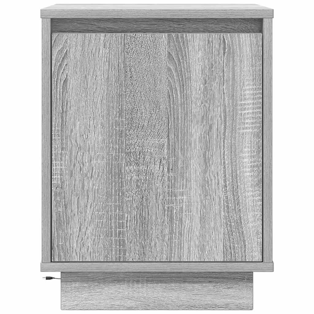vidaXL Noptiera cu lumini LED Gri Sonoma 38x34x50 cm vidaXL Noptiera cu lumini LED Gri Sonoma 38x34x50 cm