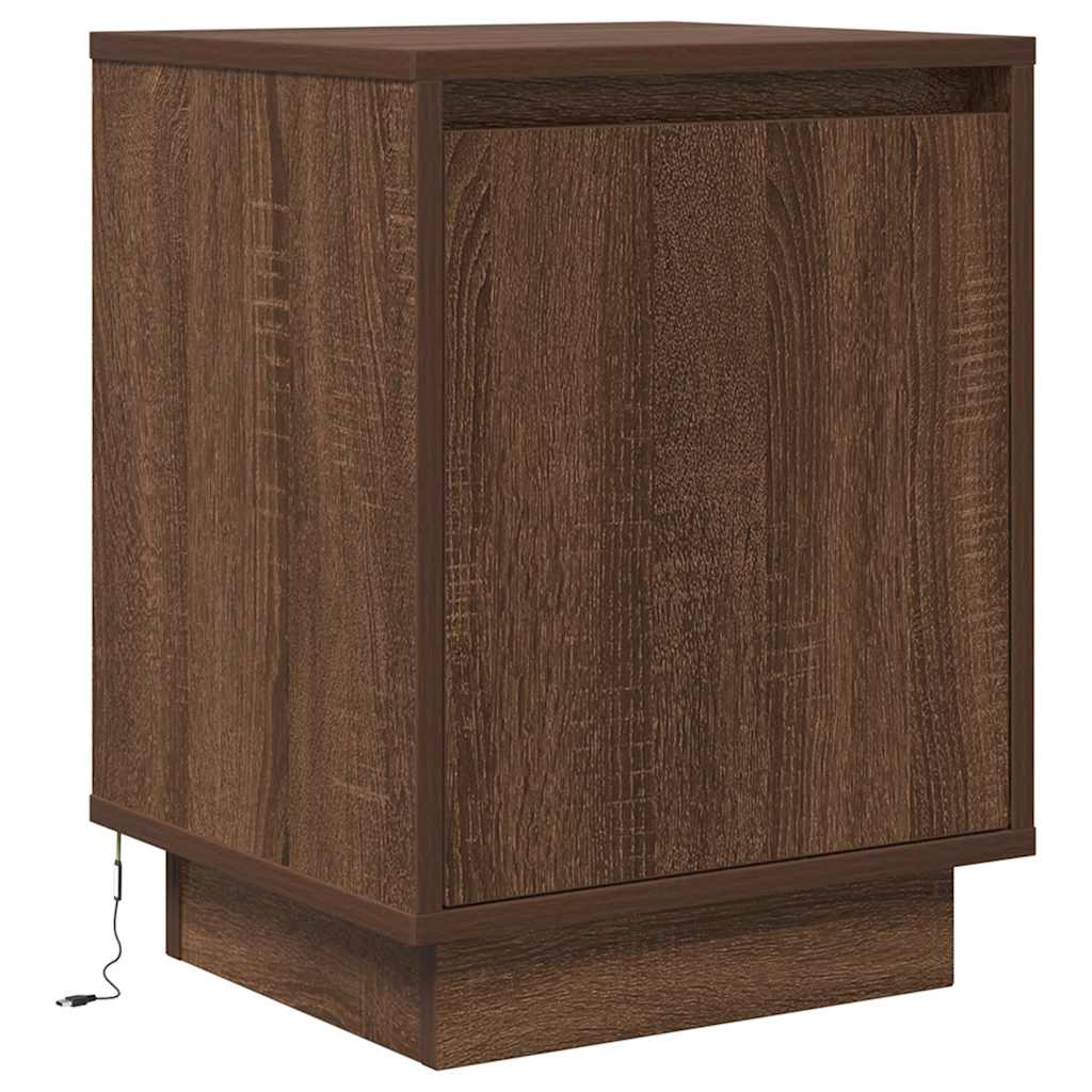 vidaXL Noptiera cu lumini LED Stejar maro 38x34x50 cm vidaXL Noptiera cu lumini LED Stejar maro 38x34x50 cm