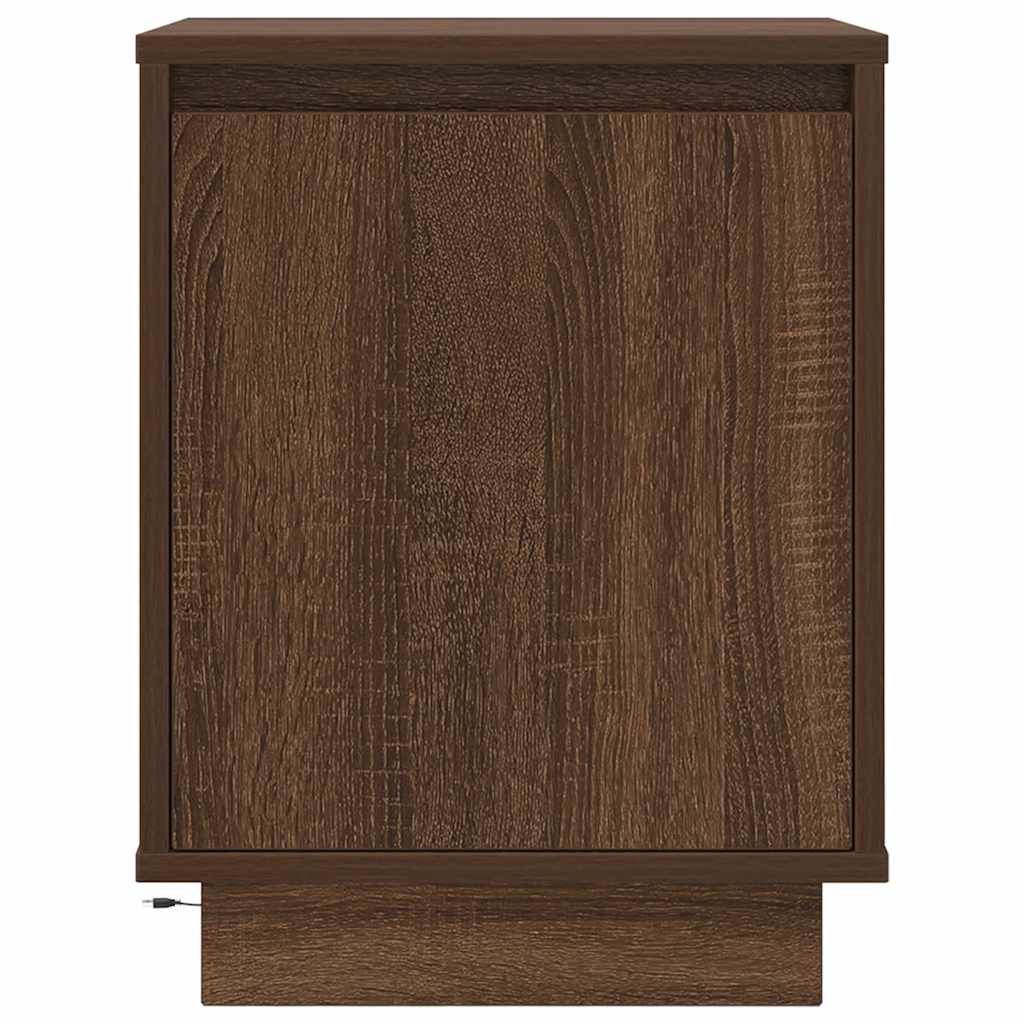 vidaXL Noptiera cu lumini LED Stejar maro 38x34x50 cm vidaXL Noptiera cu lumini LED Stejar maro 38x34x50 cm