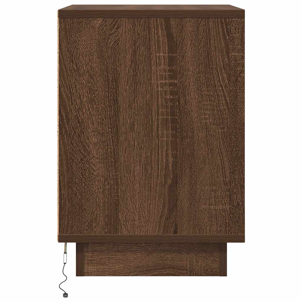 vidaXL Noptiera cu lumini LED Stejar maro 38x34x50 cm vidaXL Noptiera cu lumini LED Stejar maro 38x34x50 cm