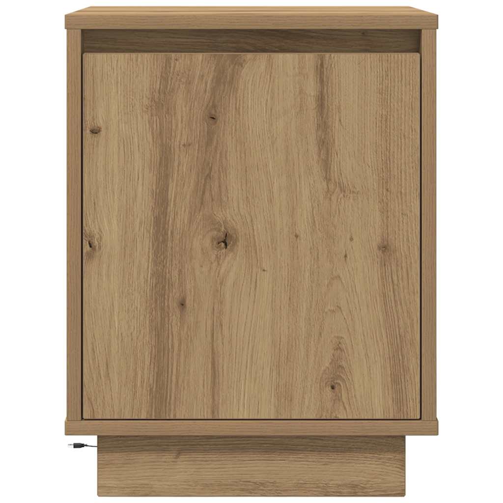 vidaXL Noptiera cu lumini LED Stejar Artisan 38x34x50 cm vidaXL Noptiera cu lumini LED Stejar Artisan 38x34x50 cm