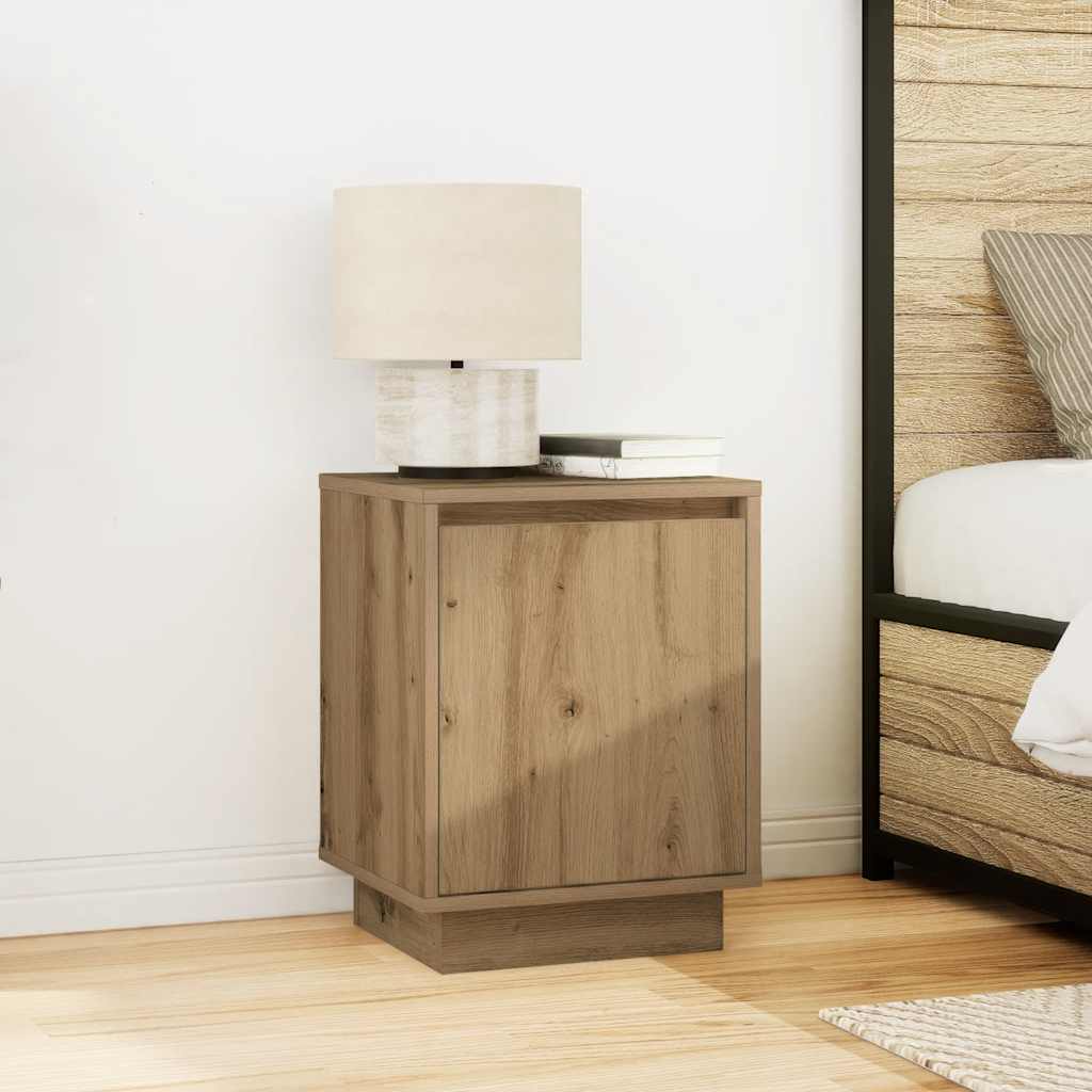 vidaXL Noptiere cu lumini LED 2 buc Stejar Artisan 38x34x50 cm vidaXL Noptiere cu lumini LED 2 buc Stejar Artisan 38x34x50 cm
