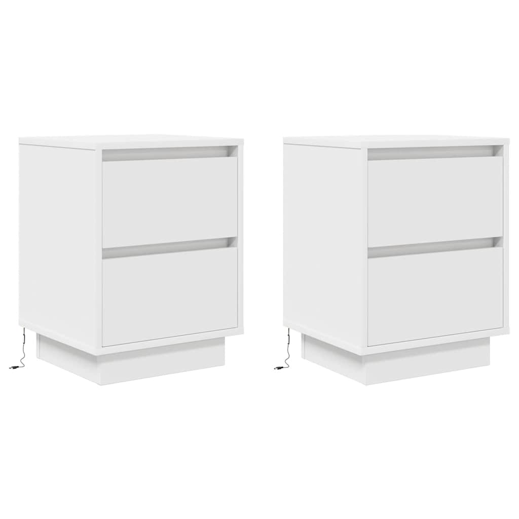 vidaXL Noptiere cu lumini LED 2 buc Alb 38x34x50 cm