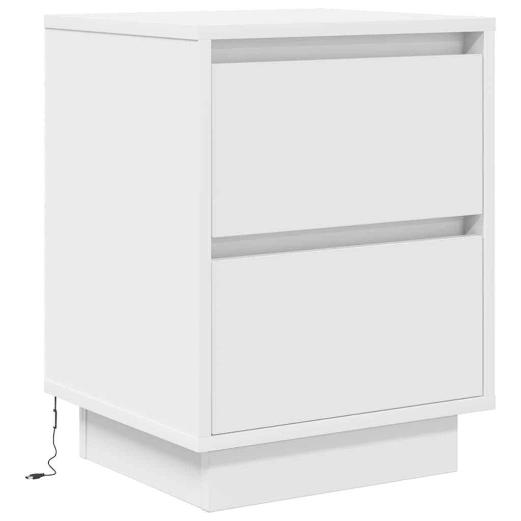 vidaXL Noptiere cu lumini LED 2 buc Alb 38x34x50 cm
