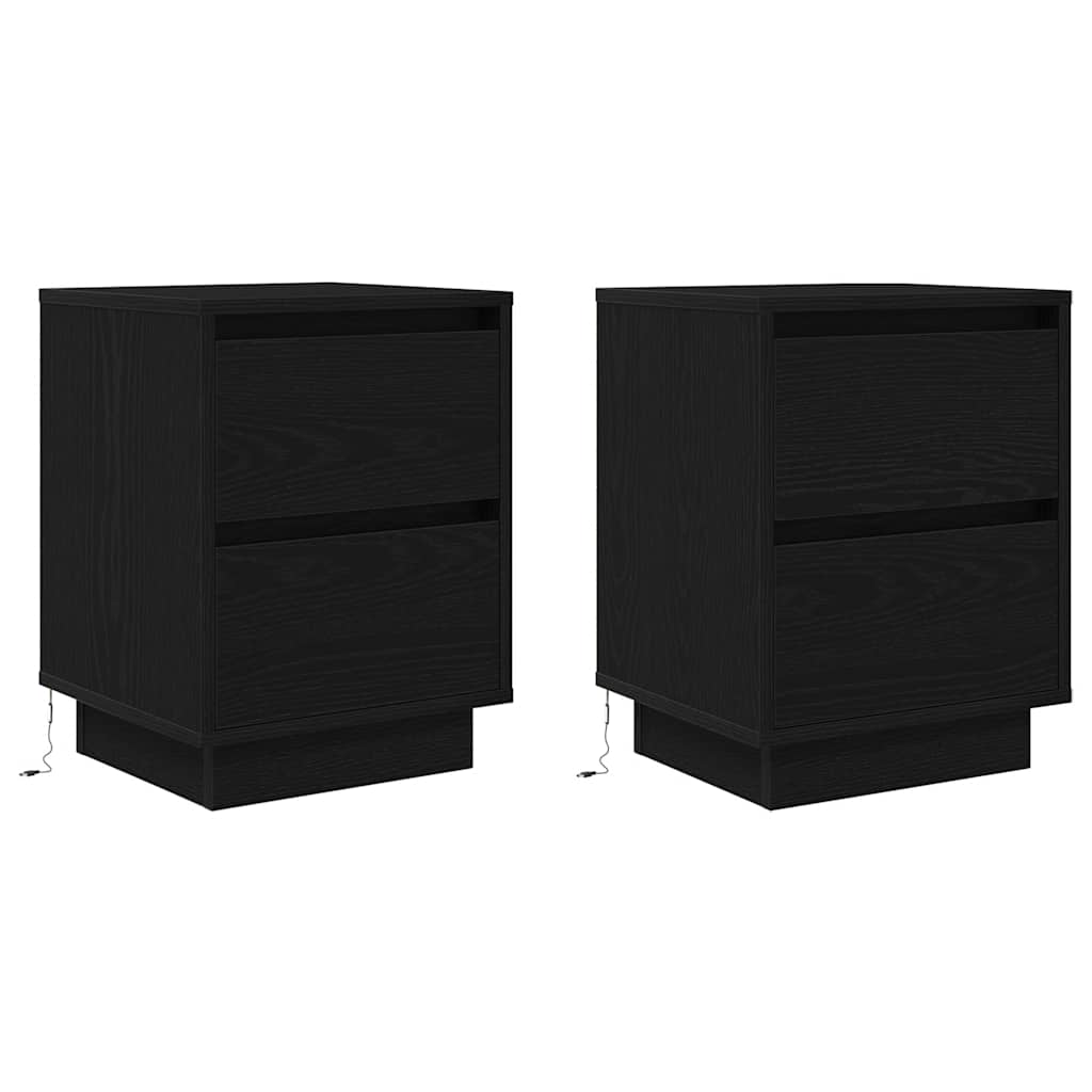 vidaXL Noptiere cu lumini LED 2 buc Negru 38x34x50 cm vidaXL Noptiere cu lumini LED 2 buc Negru 38x34x50 cm