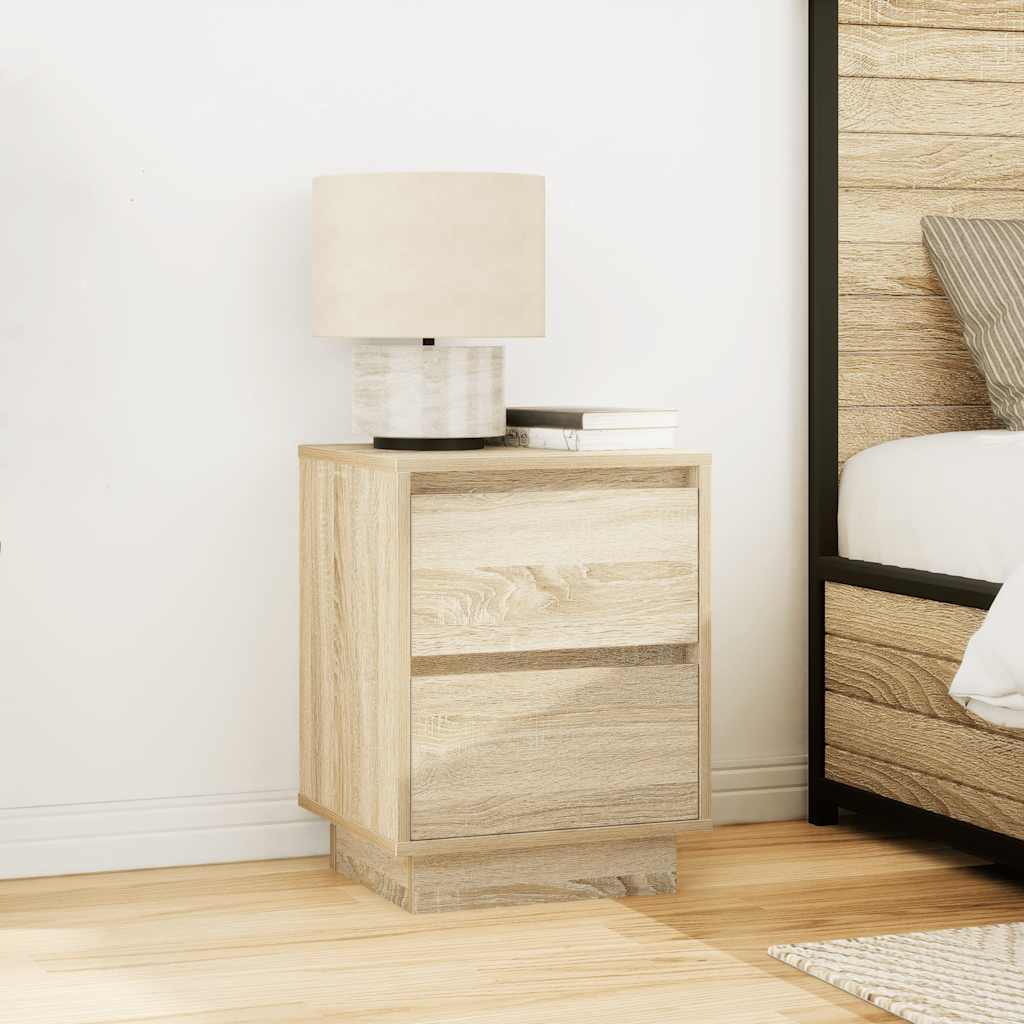 vidaXL Noptiera cu lumini LED Stejar Sonoma 38x34x50 cm vidaXL Noptiera cu lumini LED Stejar Sonoma 38x34x50 cm