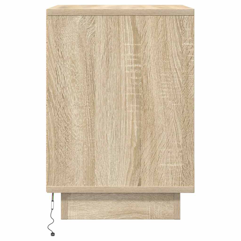 vidaXL Noptiera cu lumini LED Stejar Sonoma 38x34x50 cm vidaXL Noptiera cu lumini LED Stejar Sonoma 38x34x50 cm