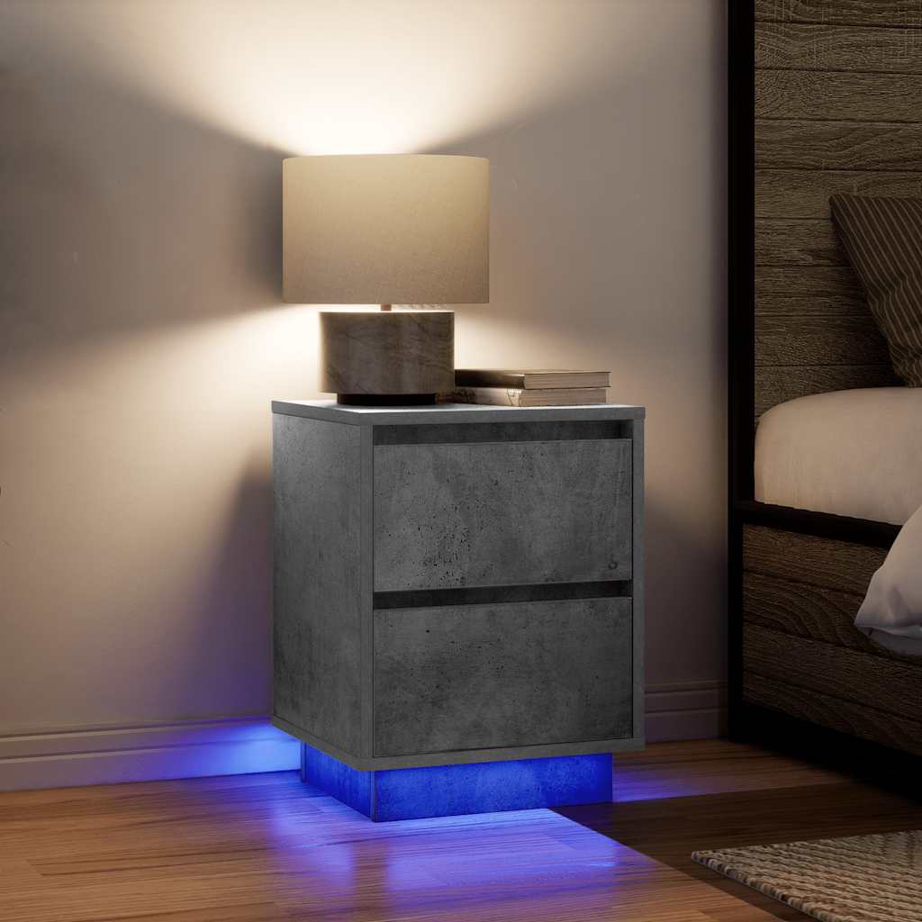 vidaXL Noptiera cu lumini LED Gri beton 38x34x50 cm vidaXL Noptiera cu lumini LED Gri beton 38x34x50 cm