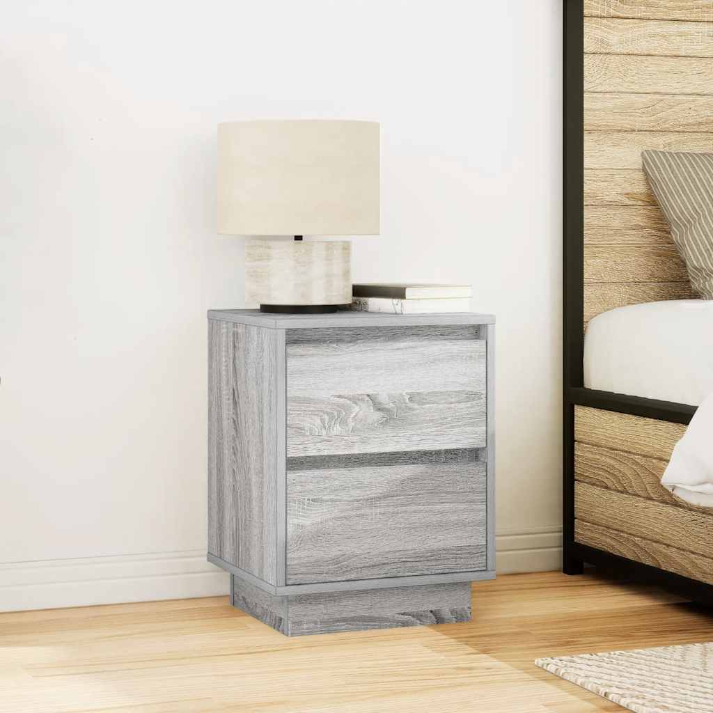 vidaXL Noptiera cu lumini LED Gri Sonoma 38x34x50 cm vidaXL Noptiera cu lumini LED Gri Sonoma 38x34x50 cm
