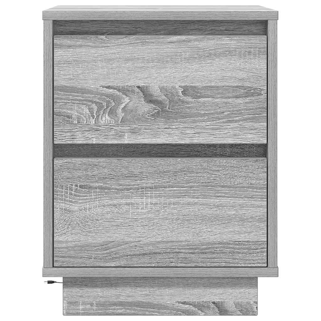 vidaXL Noptiera cu lumini LED Gri Sonoma 38x34x50 cm vidaXL Noptiera cu lumini LED Gri Sonoma 38x34x50 cm