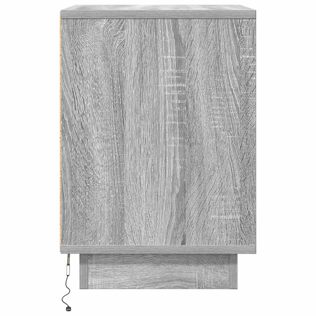 vidaXL Noptiera cu lumini LED Gri Sonoma 38x34x50 cm vidaXL Noptiera cu lumini LED Gri Sonoma 38x34x50 cm