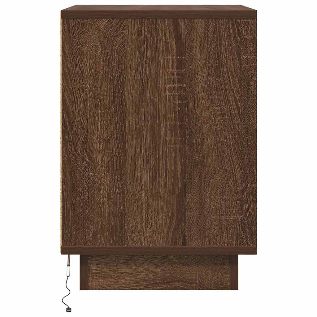 vidaXL Noptiera cu lumini LED Stejar maro 38x34x50 cm vidaXL Noptiera cu lumini LED Stejar maro 38x34x50 cm