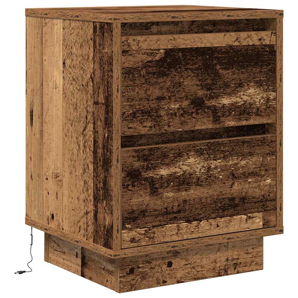 vidaXL Noptiera cu lumini LED Lemn vechi 38x34x50 cm vidaXL Noptiera cu lumini LED Lemn vechi 38x34x50 cm