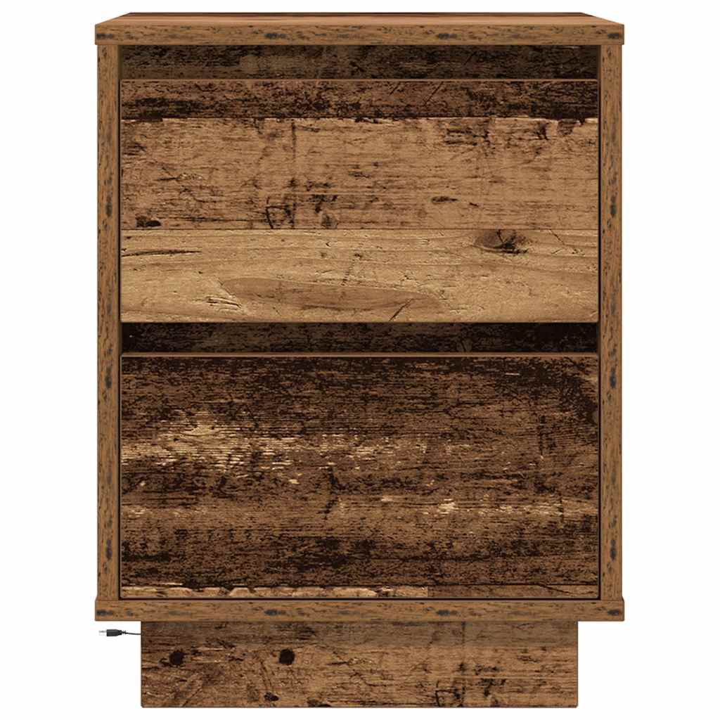 vidaXL Noptiera cu lumini LED Lemn vechi 38x34x50 cm vidaXL Noptiera cu lumini LED Lemn vechi 38x34x50 cm