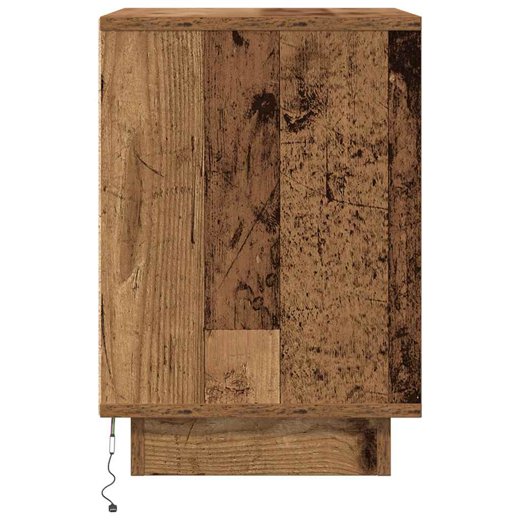 vidaXL Noptiera cu lumini LED Lemn vechi 38x34x50 cm vidaXL Noptiera cu lumini LED Lemn vechi 38x34x50 cm