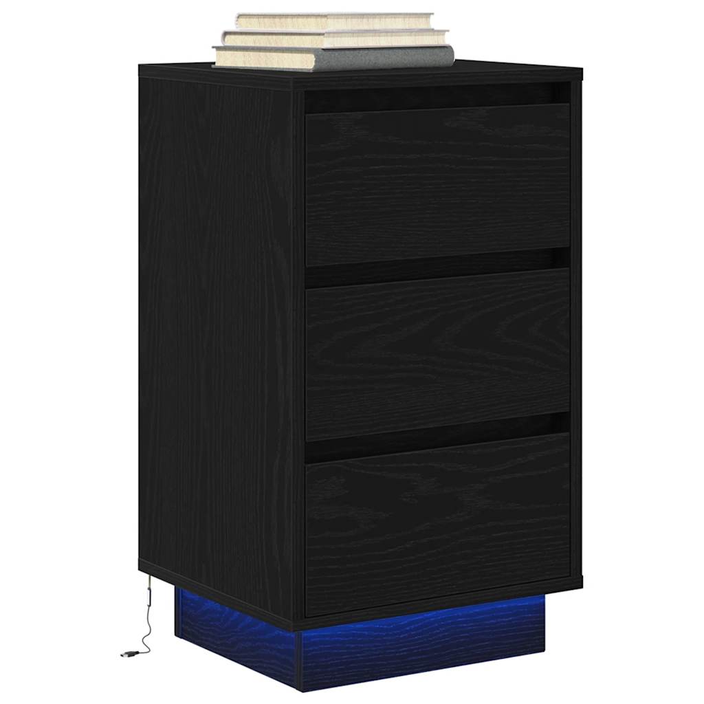 vidaXL Noptiera cu lumini LED Negru 38x34x65 cm vidaXL Noptiera cu lumini LED Negru 38x34x65 cm