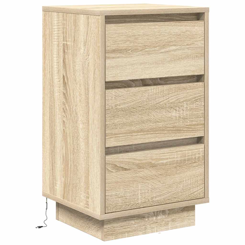 vidaXL Noptiera cu lumini LED Stejar Sonoma 38x34x65 cm vidaXL Noptiera cu lumini LED Stejar Sonoma 38x34x65 cm