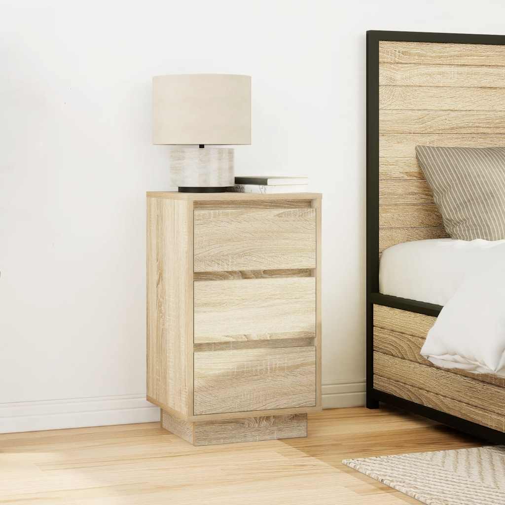 vidaXL Noptiera cu lumini LED Stejar Sonoma 38x34x65 cm vidaXL Noptiera cu lumini LED Stejar Sonoma 38x34x65 cm
