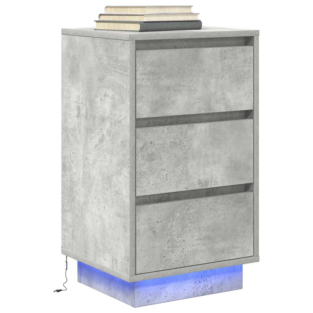 vidaXL Noptiera cu lumini LED Gri beton 38x34x65 cm vidaXL Noptiera cu lumini LED Gri beton 38x34x65 cm