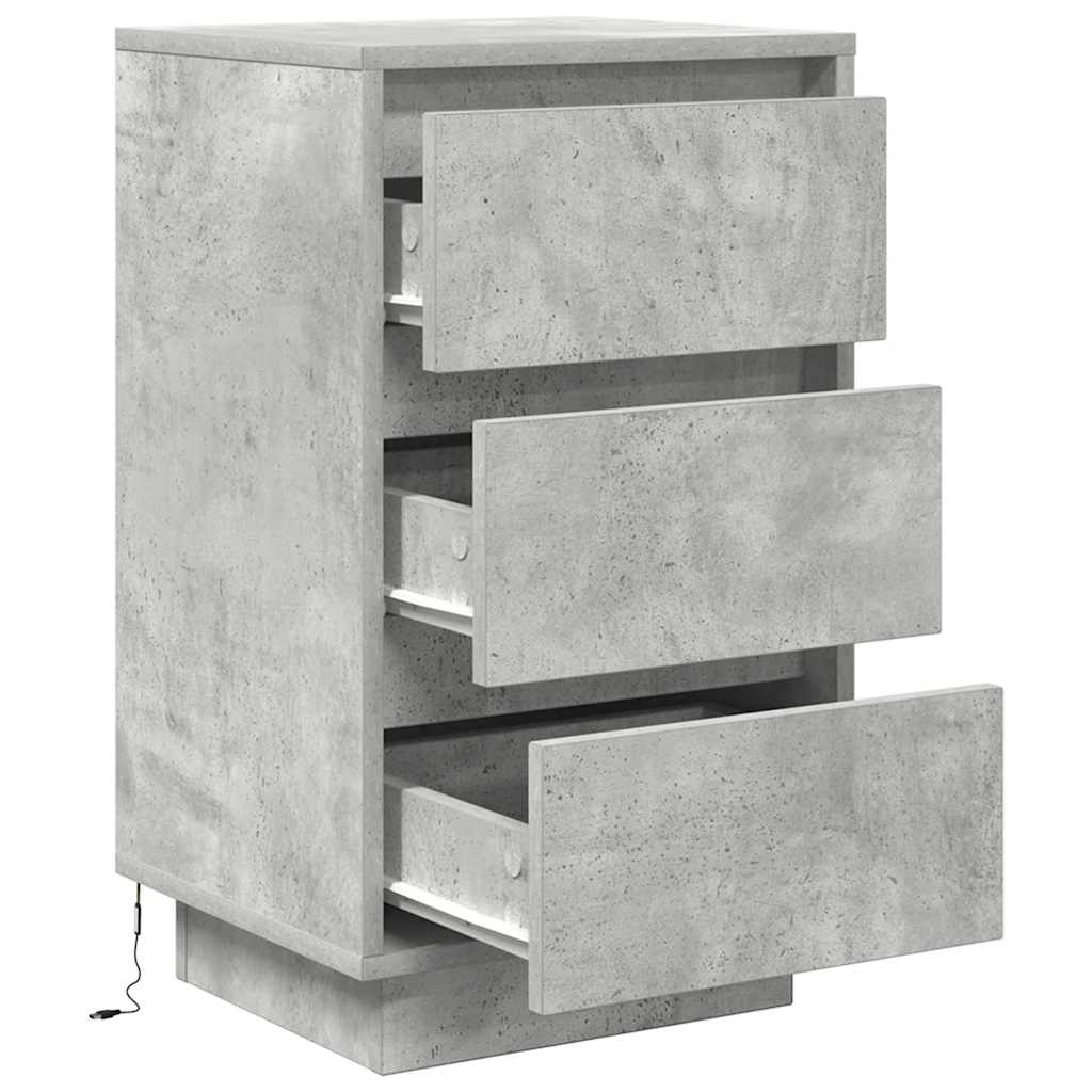 vidaXL Noptiera cu lumini LED Gri beton 38x34x65 cm vidaXL Noptiera cu lumini LED Gri beton 38x34x65 cm