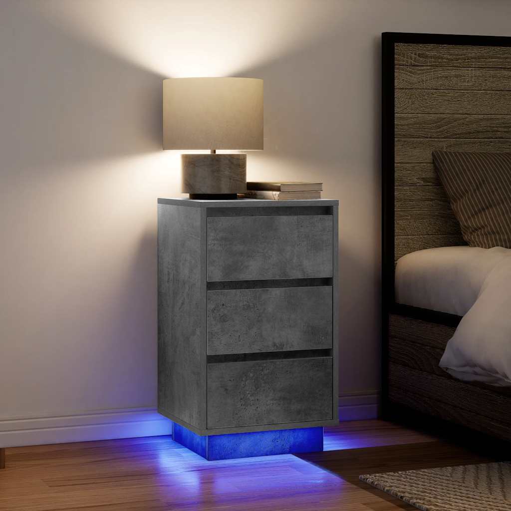 vidaXL Noptiera cu lumini LED Gri beton 38x34x65 cm vidaXL Noptiera cu lumini LED Gri beton 38x34x65 cm