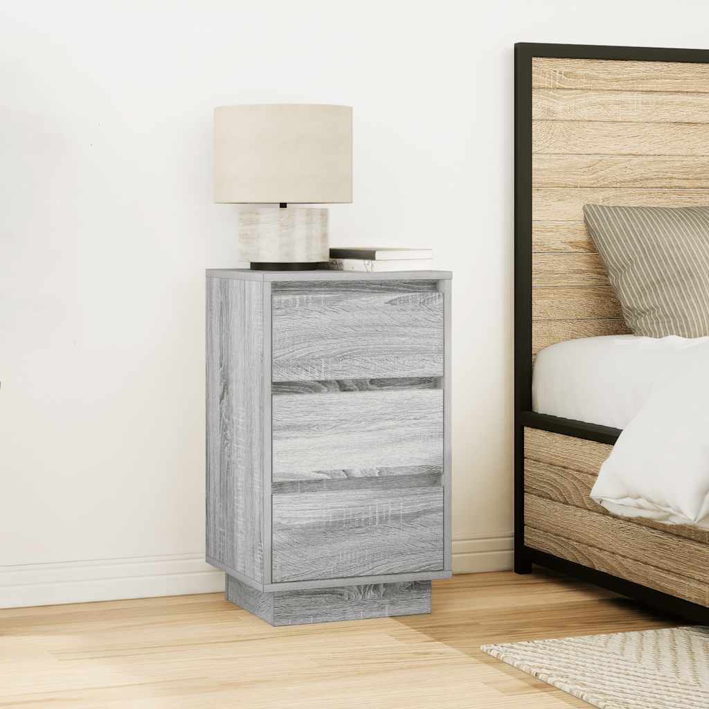 vidaXL Noptiera cu lumini LED Gri Sonoma 38x34x65 cm vidaXL Noptiera cu lumini LED Gri Sonoma 38x34x65 cm