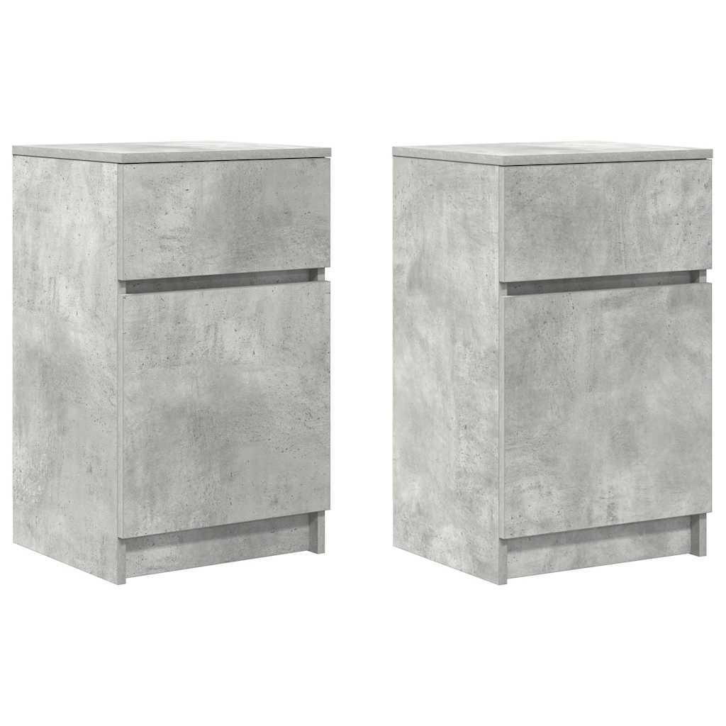vidaXL Noptiere, 2 buc., gri beton, 39x35x65 cm, lemn prelucrat