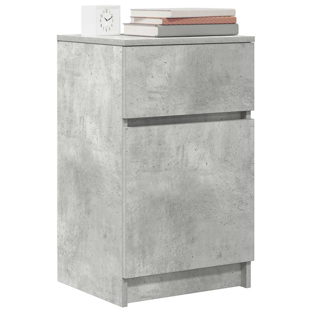 vidaXL Noptiere, 2 buc., gri beton, 39x35x65 cm, lemn prelucrat