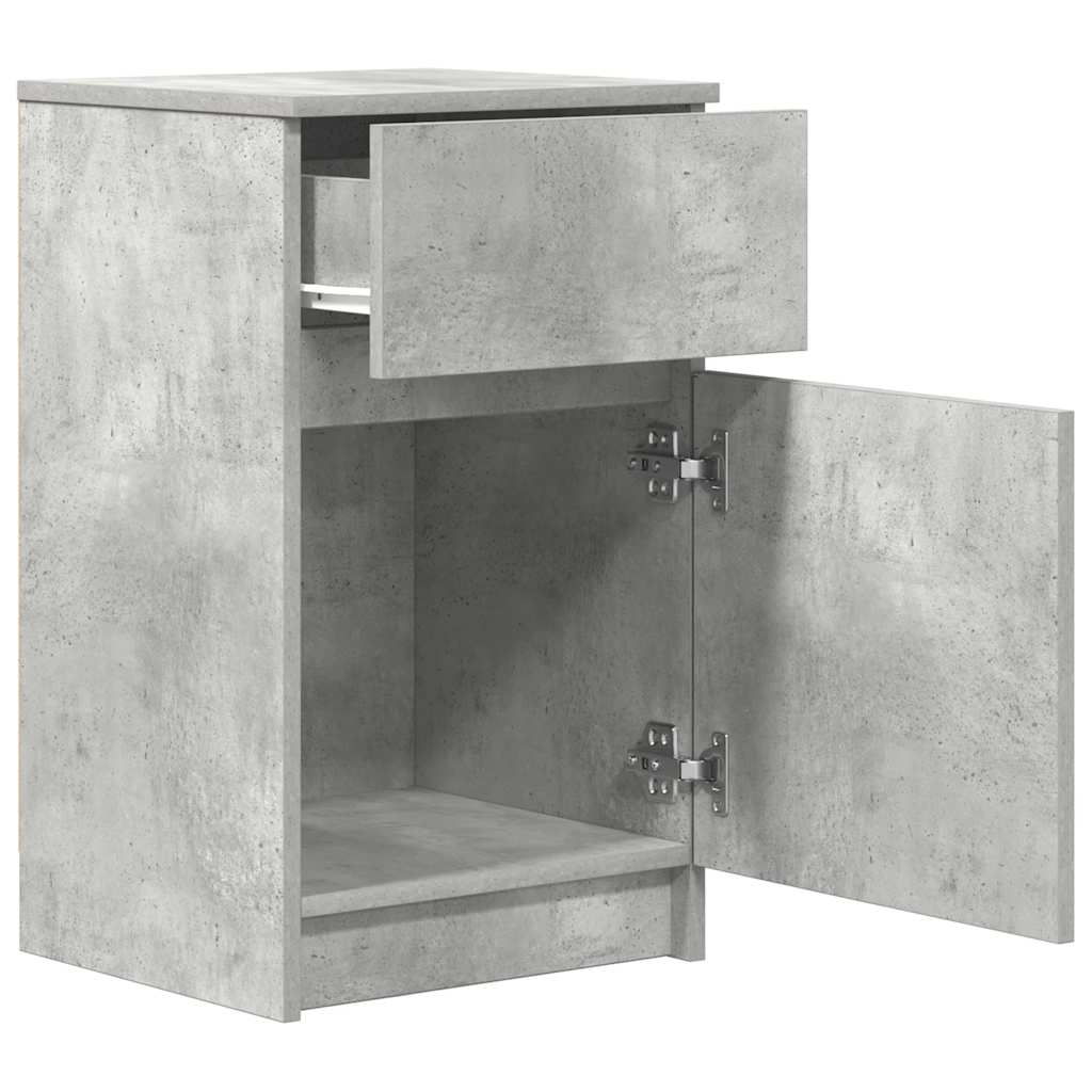 vidaXL Noptiere, 2 buc., gri beton, 39x35x65 cm, lemn prelucrat