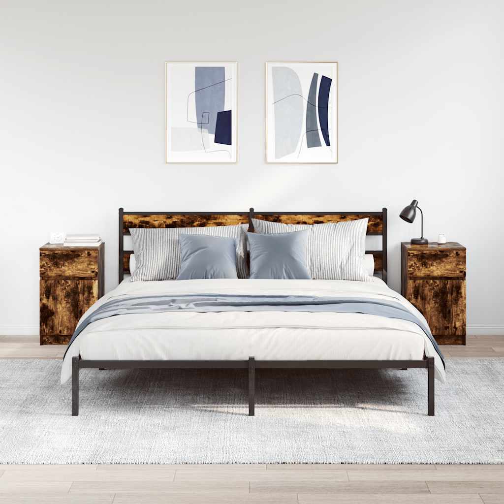 vidaXL Noptiere, 2 buc., stejar afumat, 39x35x65 cm, lemn prelucrat