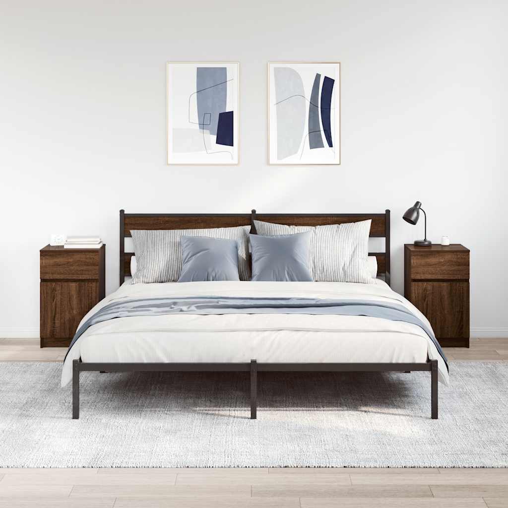 vidaXL Noptiere, 2 buc., stejar maro, 39x35x65 cm, lemn prelucrat