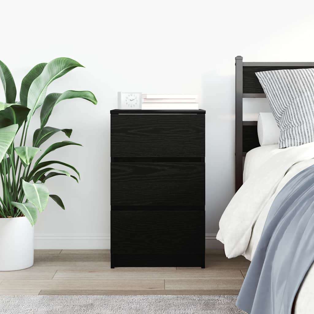 vidaXL Noptiera cu 3 sertare Negru 39x35x65 cm vidaXL Noptiera cu 3 sertare Negru 39x35x65 cm