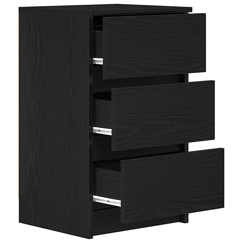 vidaXL Noptiera cu 3 sertare Negru 39x35x65 cm vidaXL Noptiera cu 3 sertare Negru 39x35x65 cm