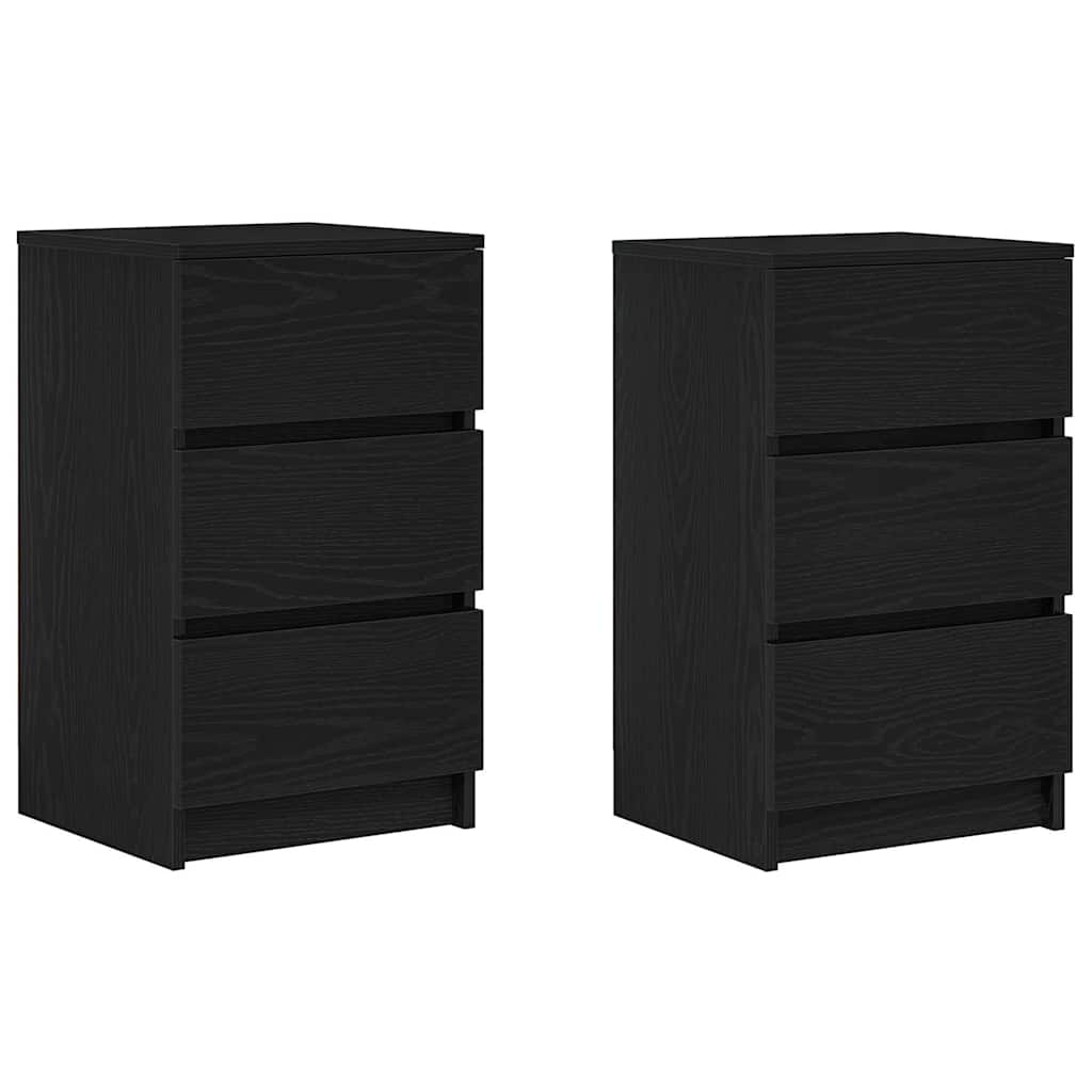 vidaXL Noptiere cu 3 sertare 2 buc Negru 39x35x65 cm