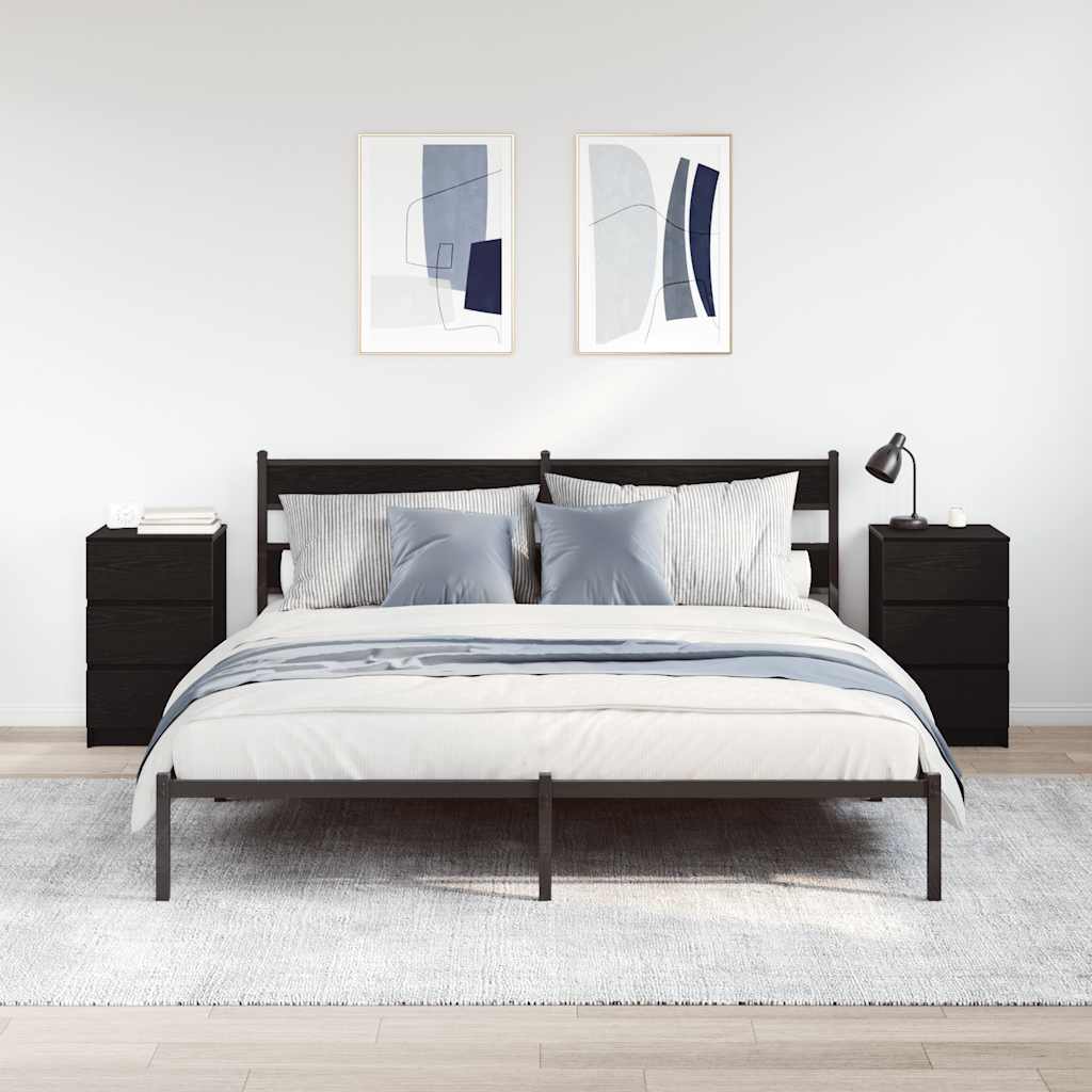vidaXL Noptiere cu 3 sertare 2 buc Negru 39x35x65 cm