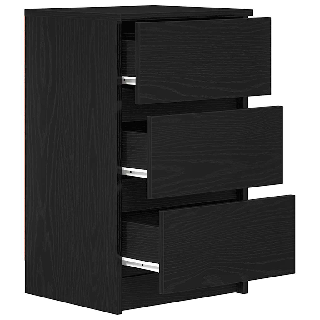 vidaXL Noptiere cu 3 sertare 2 buc Negru 39x35x65 cm