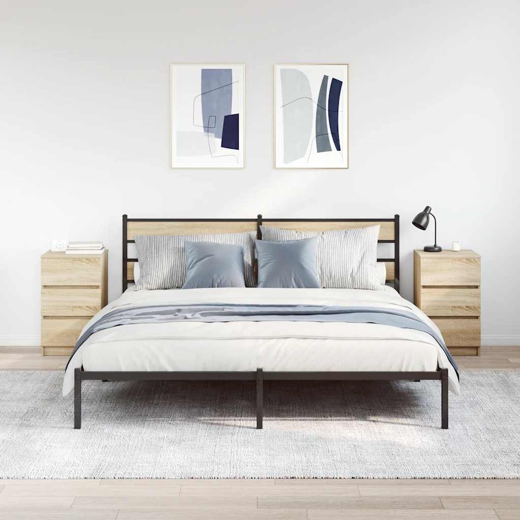 vidaXL Noptiere cu 3 sertare 2 buc Stejar Sonoma 39x35x65 cm