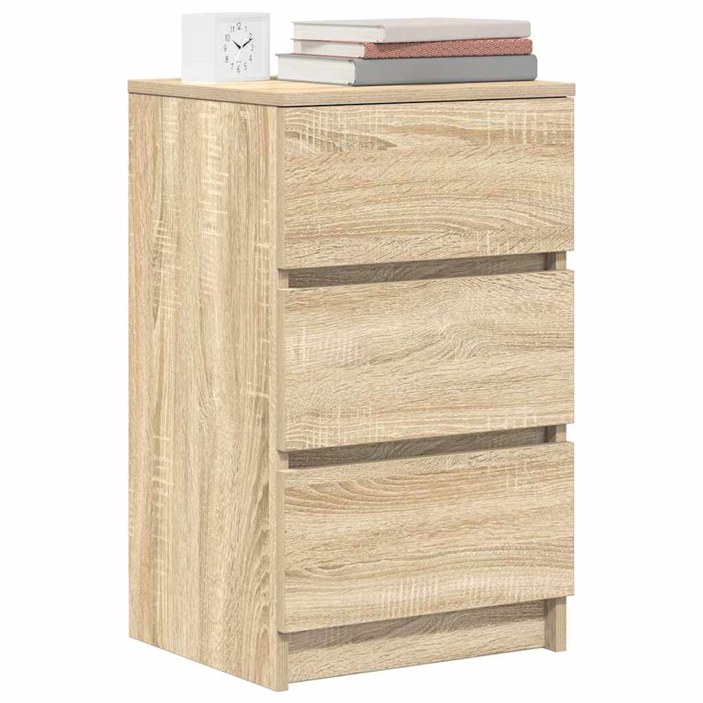 vidaXL Noptiere cu 3 sertare 2 buc Stejar Sonoma 39x35x65 cm