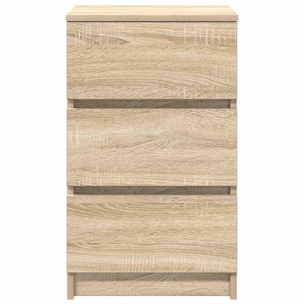 vidaXL Noptiere cu 3 sertare 2 buc Stejar Sonoma 39x35x65 cm